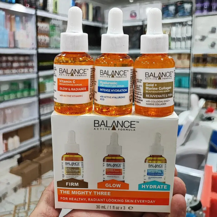 پک 3عددی سرم پوستی بالانس مدل The mighty three Balance active formula the mighty 3 serum set