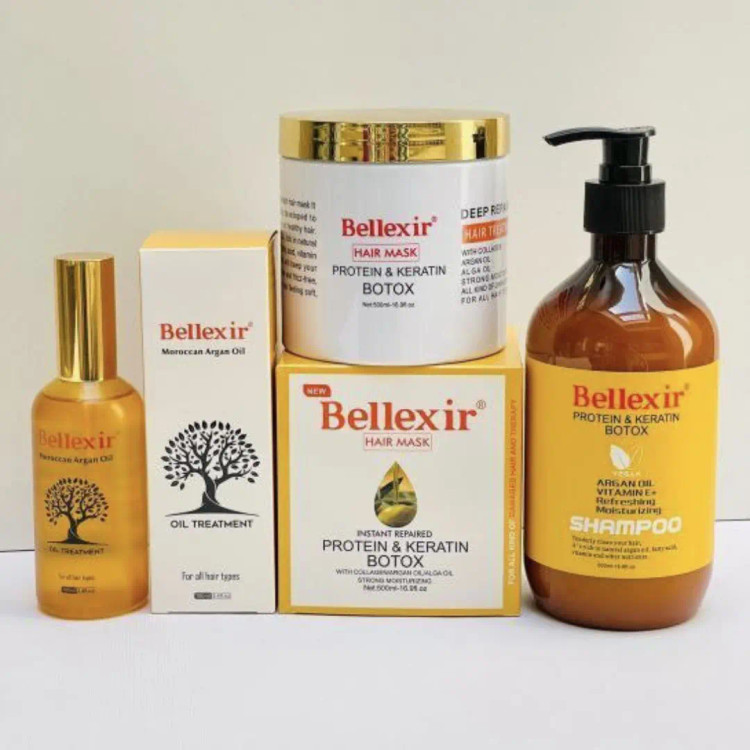 ماسک مو مقوی Bellexir حاوی پروتئین و کراتین و بوتاکس مو حجم 500 میلی لیتر