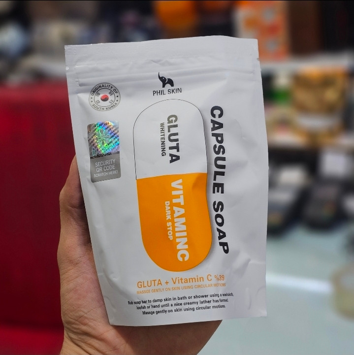 صابون کپسولی ضد لک و سفید کننده ویتامین سی و گلوتاتیون فیل اسکین Phil Skin ساخت کره جنوبی