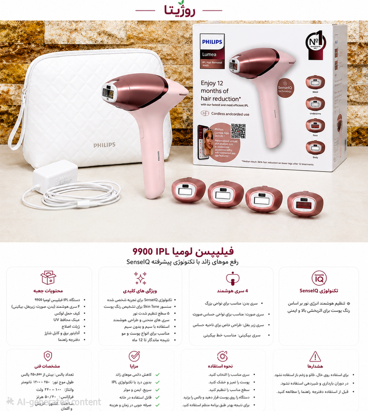 لیزر خانگی فیلیپس لومیا مدل Philips Lumea Prestige 9900 IPL